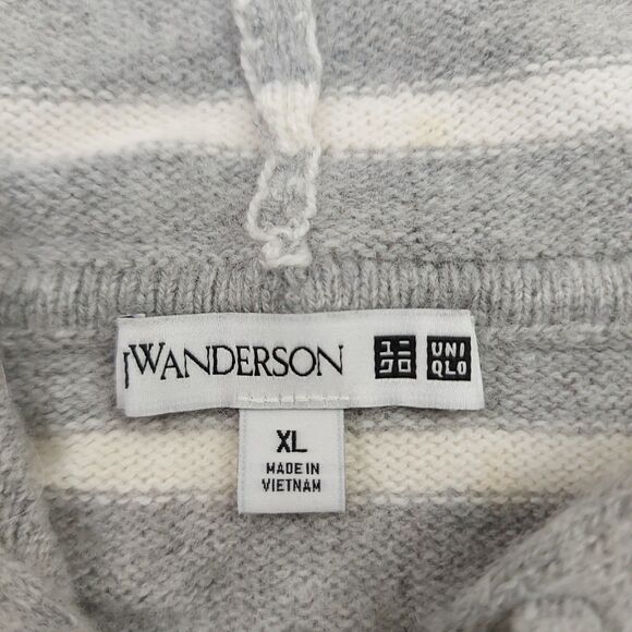 JW Anderson x Uniqlo Hoodie Womens XL Gray White Striped Wool Blend Cozy Comfy - Picture 9 of 12